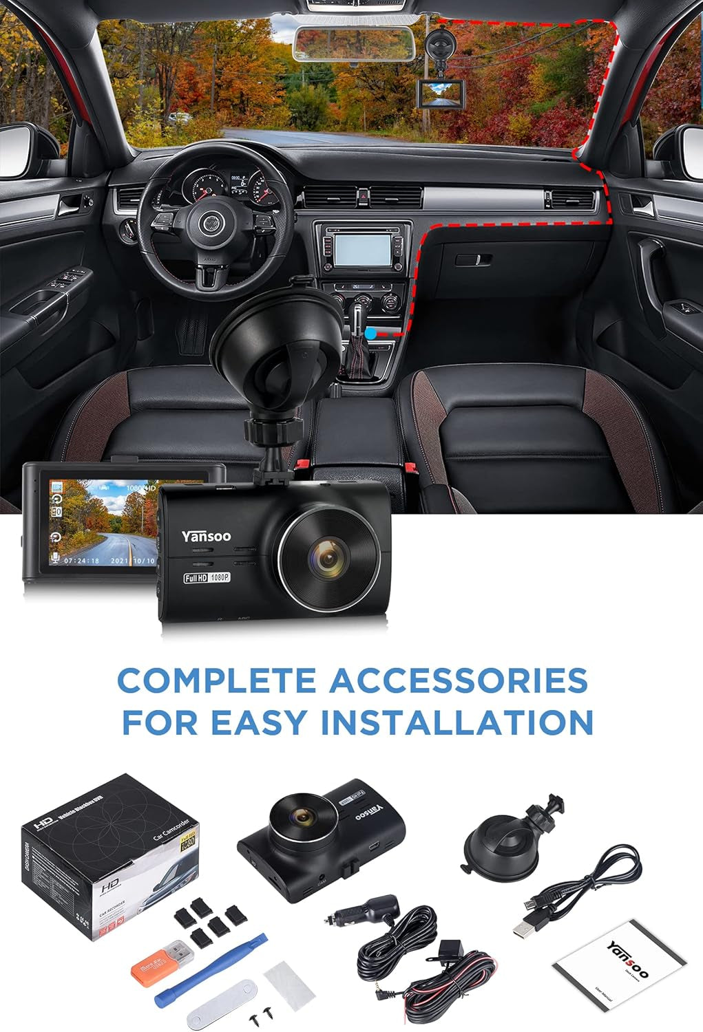 Front and Rear 1080P Full HD Dashcam