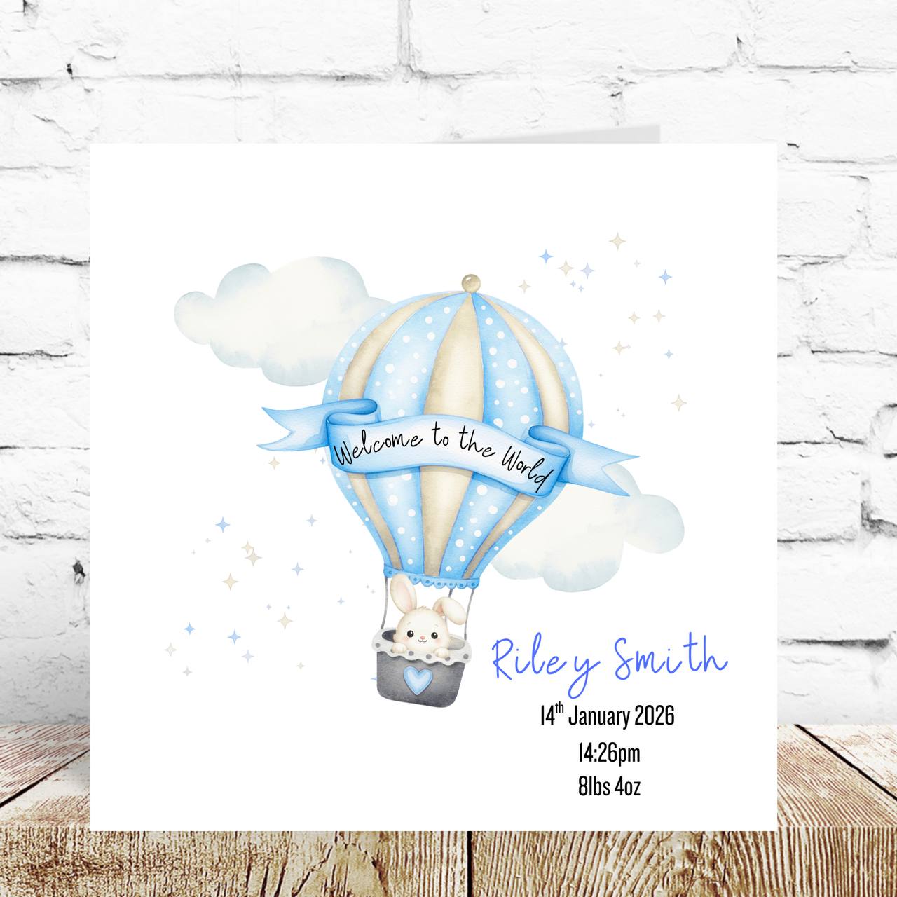Blue Balloon Welcome To The World Card – By Natalie Anne