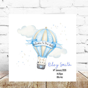Blue Balloon Welcome To The World Card – By Natalie Anne