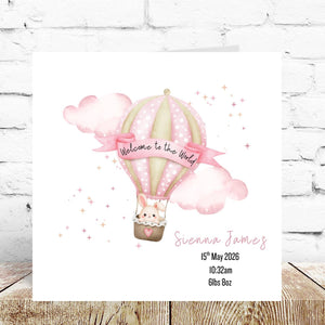Pink Balloon Welcome To The World Card – By Natalie Anne