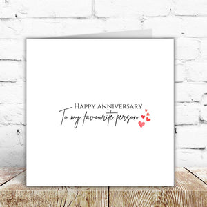 My Favourite Person Anniversary Card – By Natalie Anne