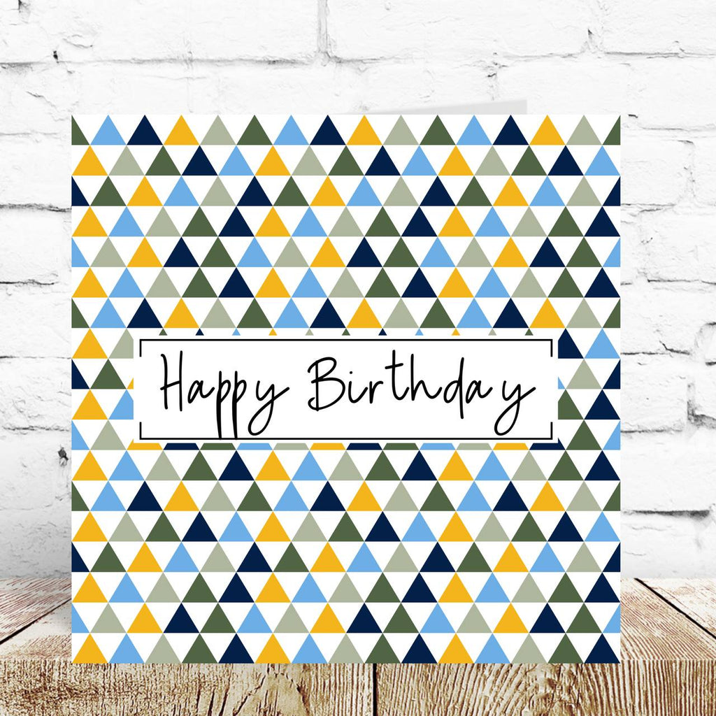 Blue Geometric Birthday Card – By Natalie Anne