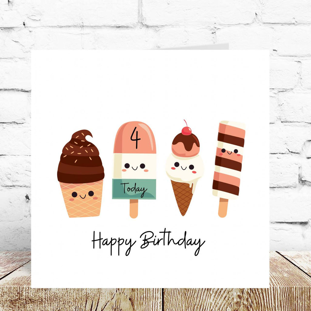 Customised Age Ice Cream Birthday Card – By Natalie Anne