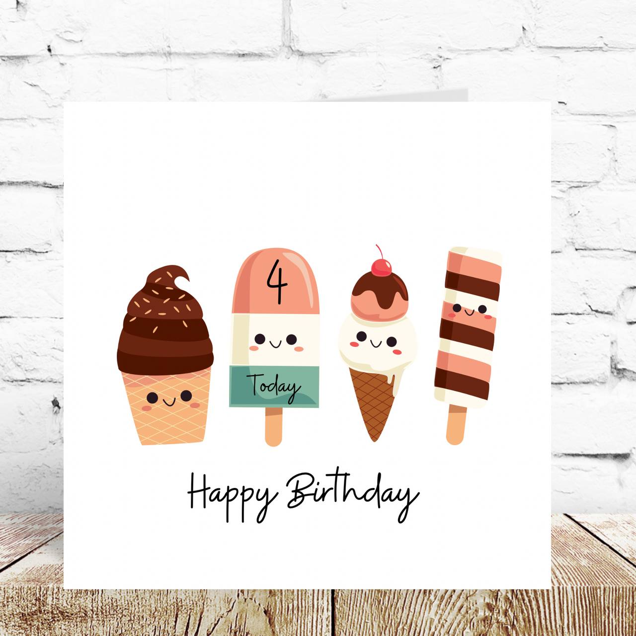 Customised Age Ice Cream Birthday Card – By Natalie Anne