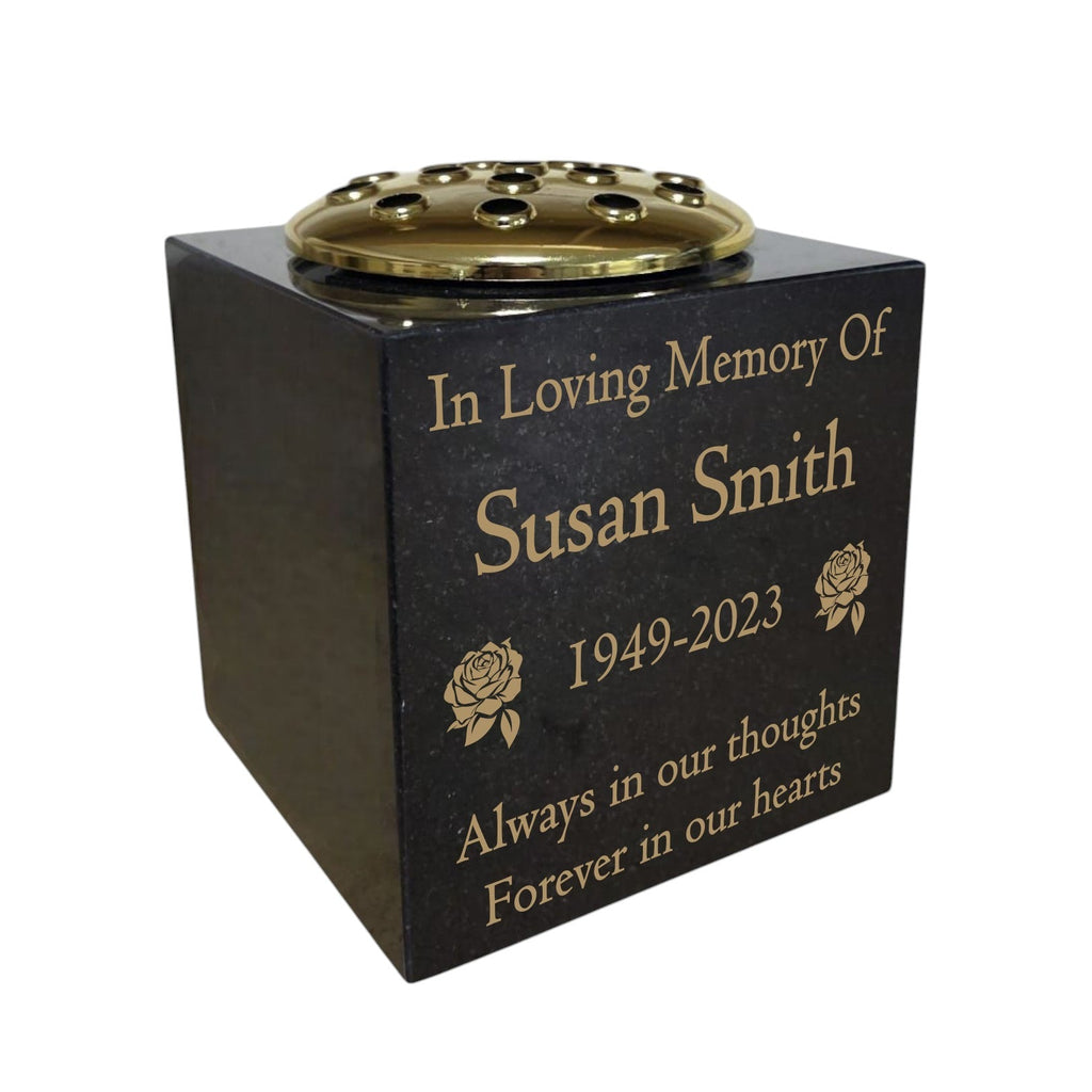 Personalised Granite Memorial Vase- Solid Granite