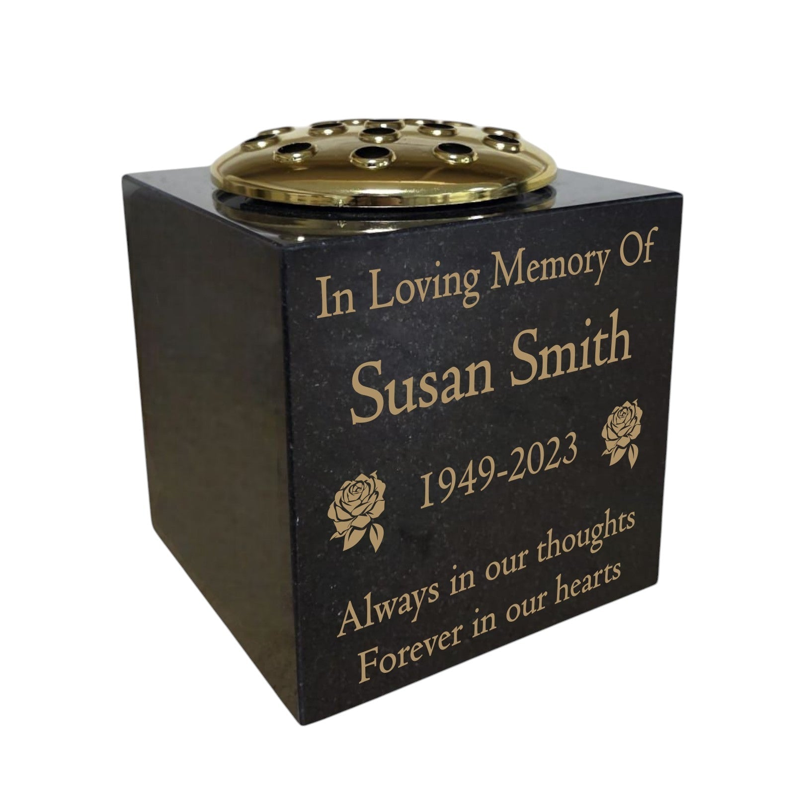 Personalised Granite Memorial Vase- Solid Granite