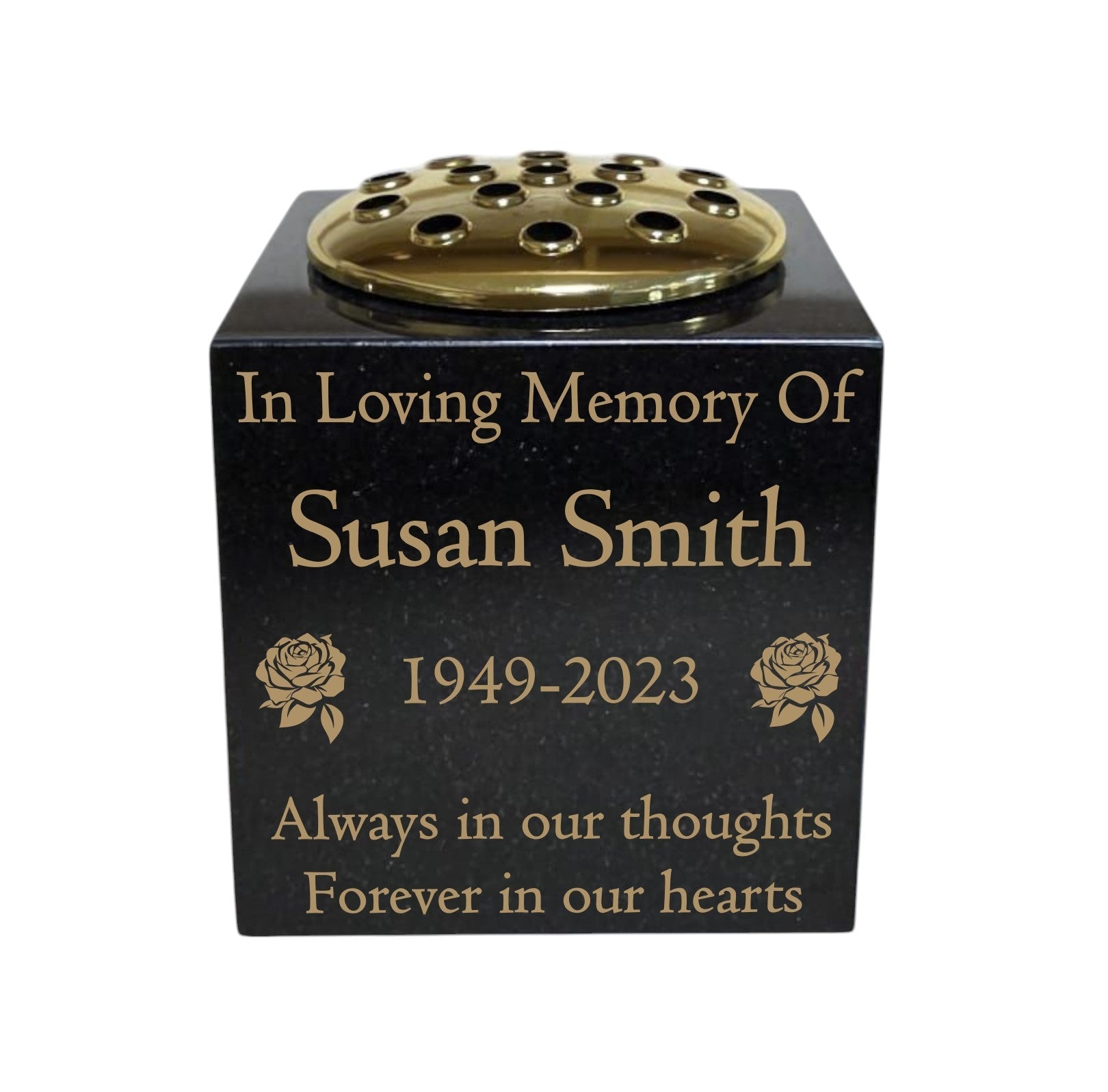 Personalised Granite Memorial Vase- Solid Granite