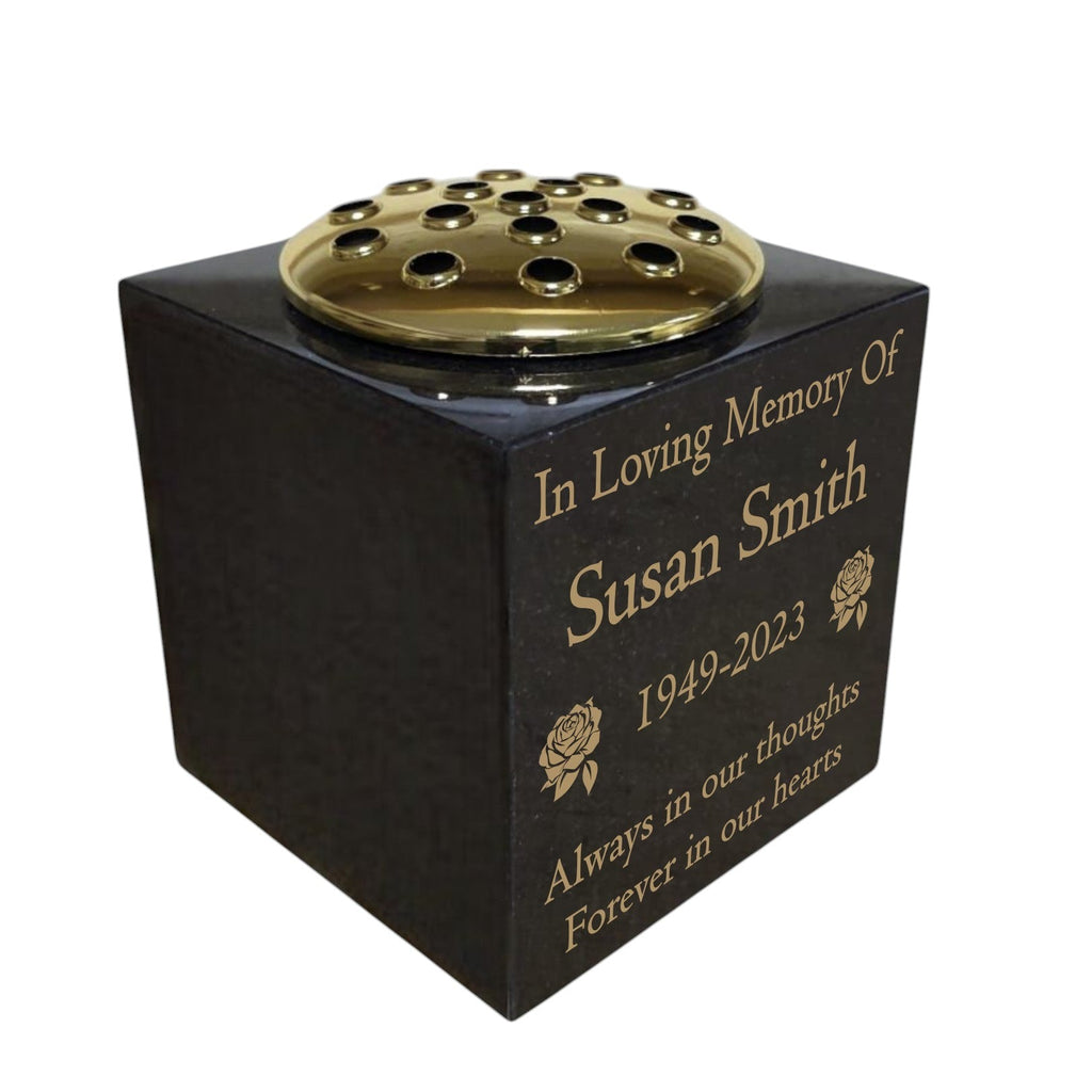 Personalised Granite Memorial Vase- Solid Granite
