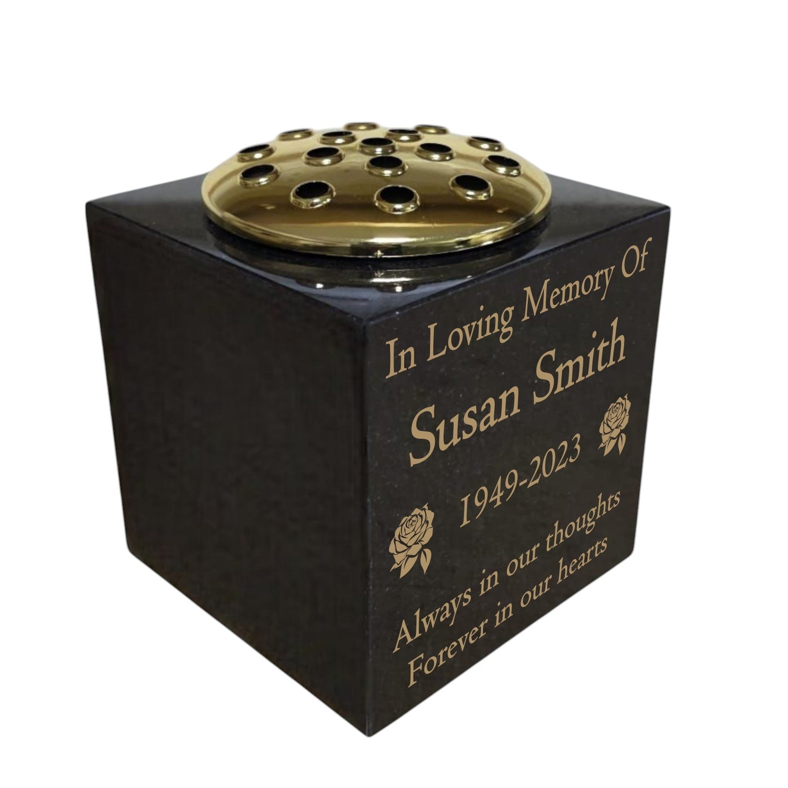 Personalised Granite Memorial Vase- Solid Granite