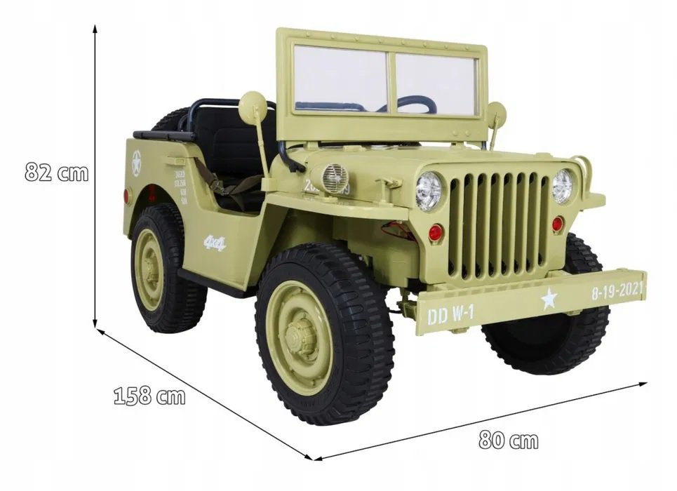 3 Seater Hotchkiss Willys Jeep Ride On 24v