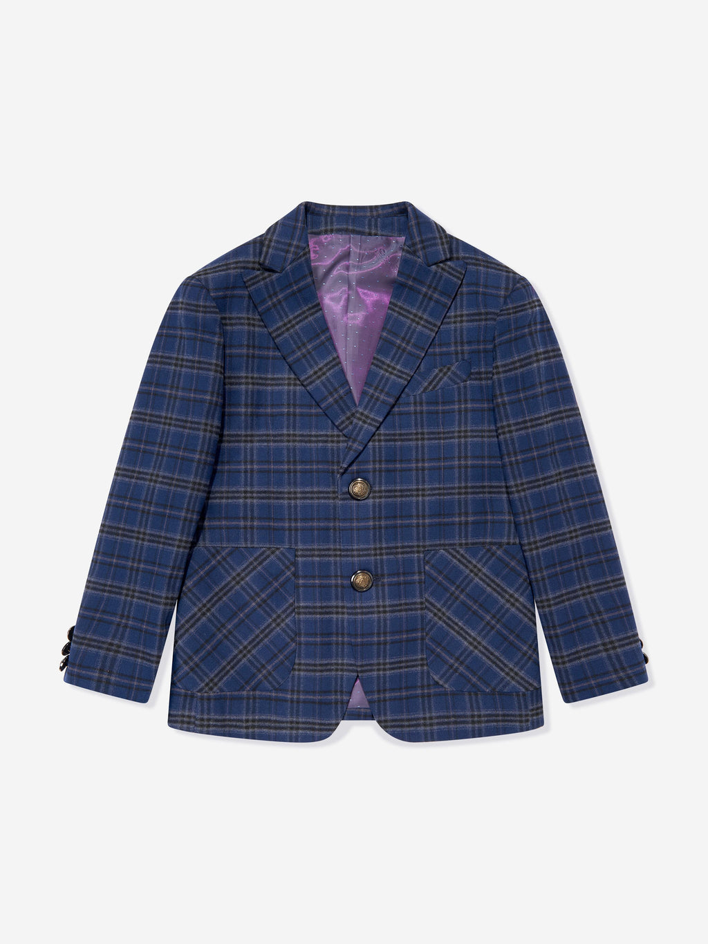 SUITLAB London Boys Navy Checked 3 Piece Suit Set