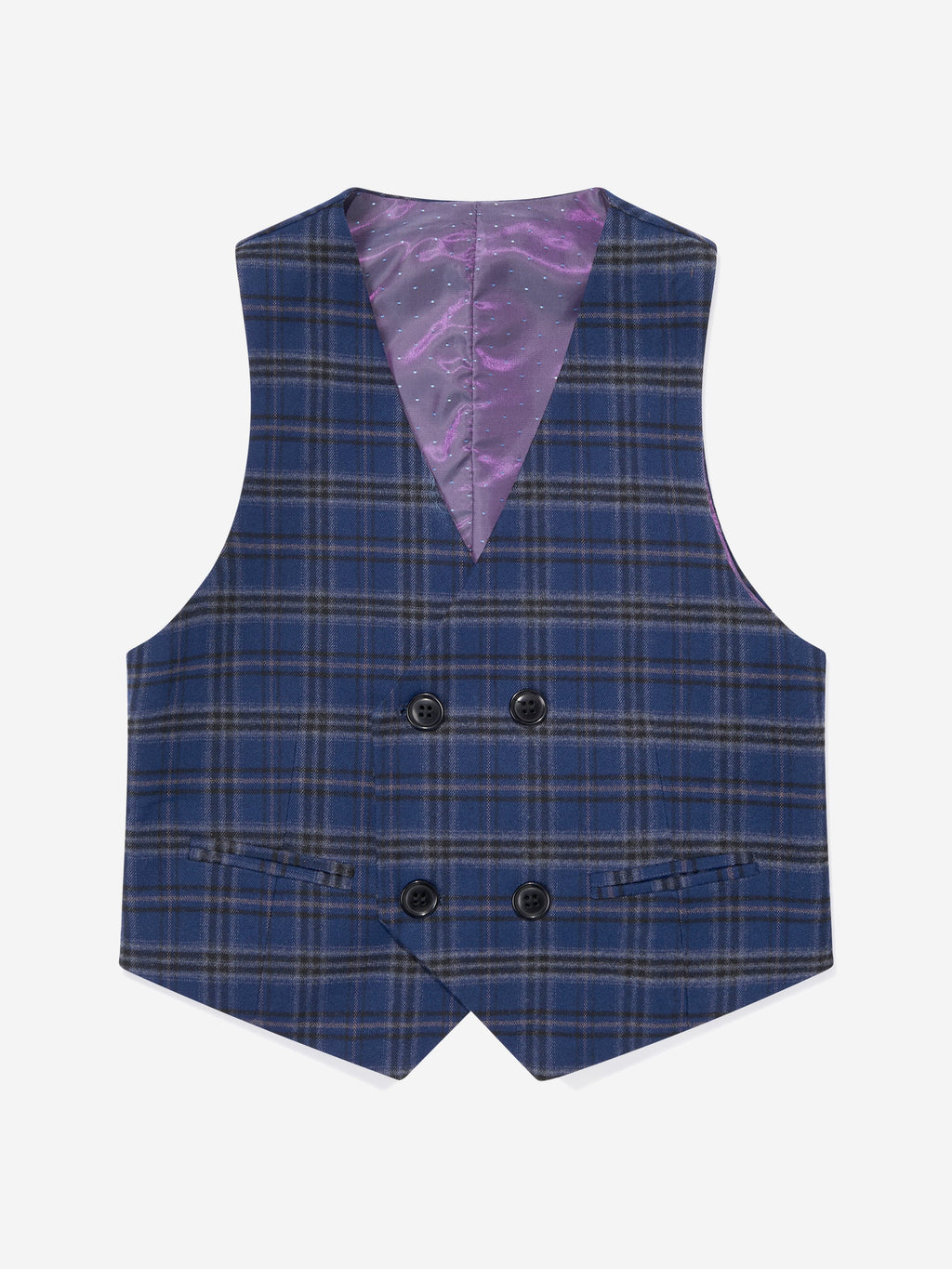 SUITLAB London Boys Navy Checked 3 Piece Suit Set