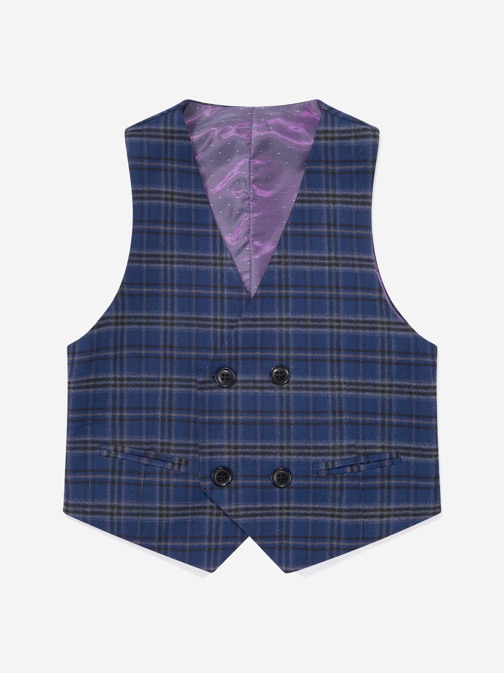 SUITLAB London Boys Navy Checked 3 Piece Suit Set