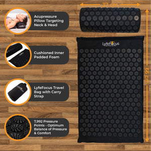 Acupressure Mat & Pillow (Black)