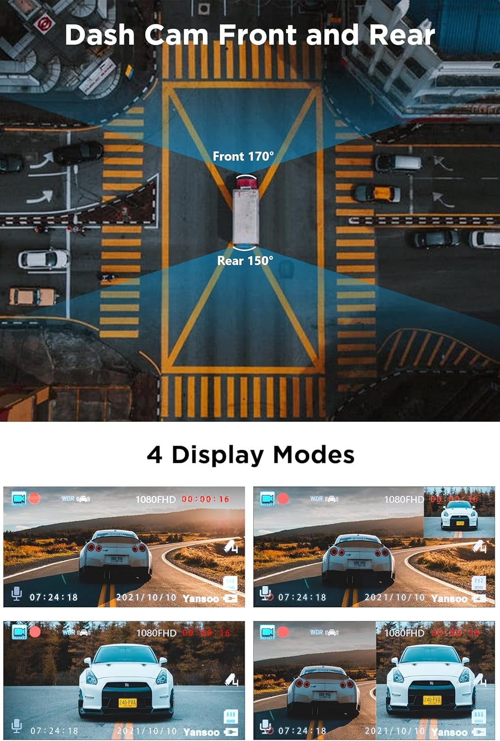 Front and Rear 1080P Full HD Dashcam