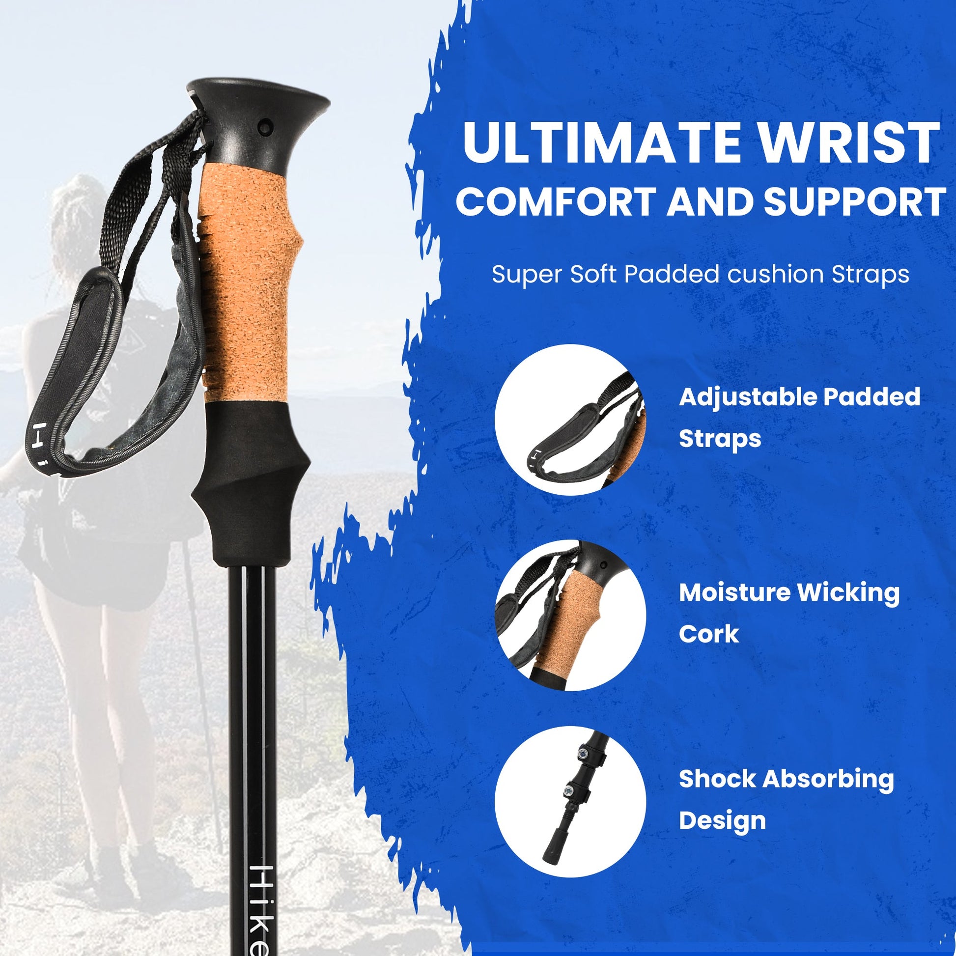 Set of 2 Adjustable Lightweight Aluminium Hiking Poles