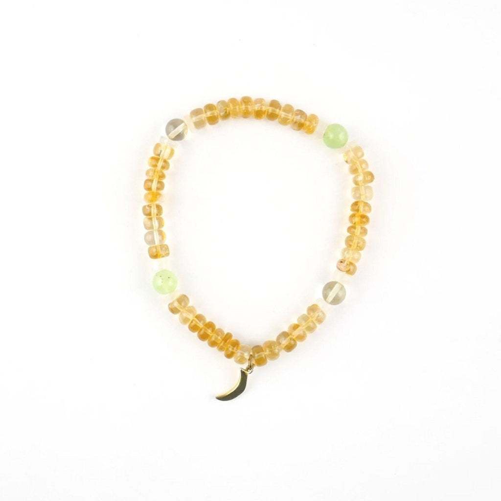 Citrine, Prenite, Moonstone Crystal & Gold Jewellery Set