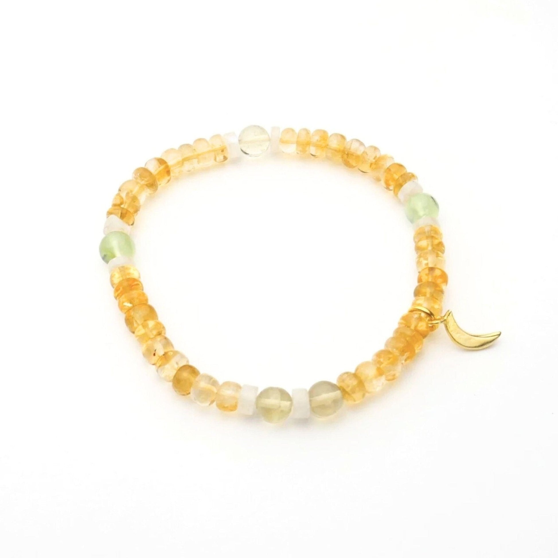 Citrine, Prenite, Moonstone Crystal & Gold Jewellery Set