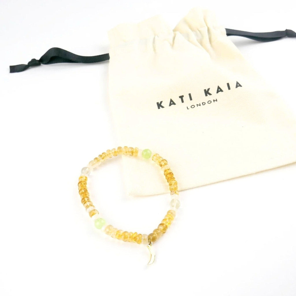 Citrine, Prenite, Moonstone Crystal & Gold Jewellery Set