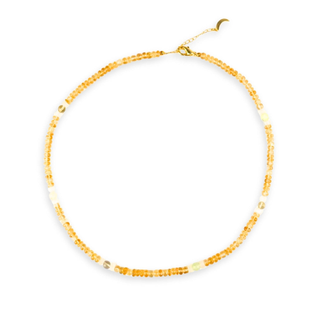Citrine, Prenite, Moonstone Crystal & Gold Jewellery Set