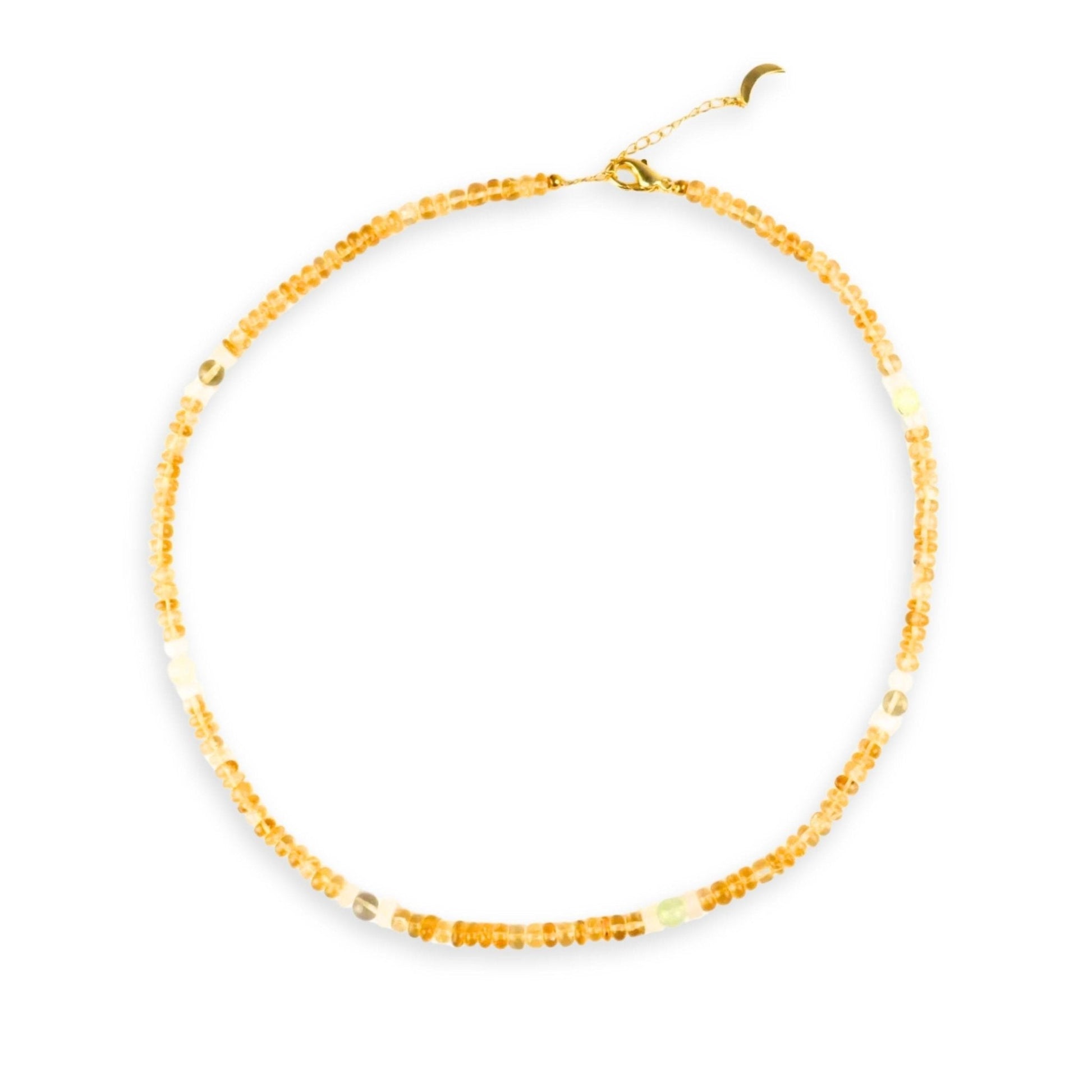 Citrine, Prenite, Moonstone Crystal & Gold Jewellery Set