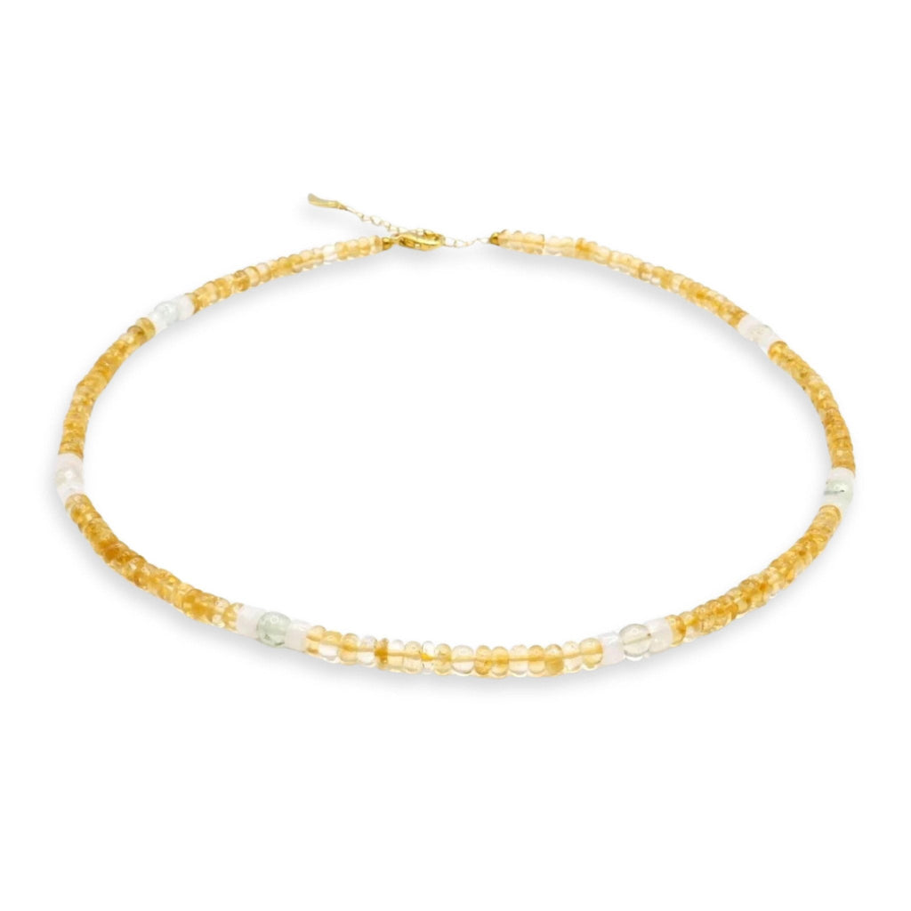 Citrine, Prenite, Moonstone Crystal & Gold Jewellery Set