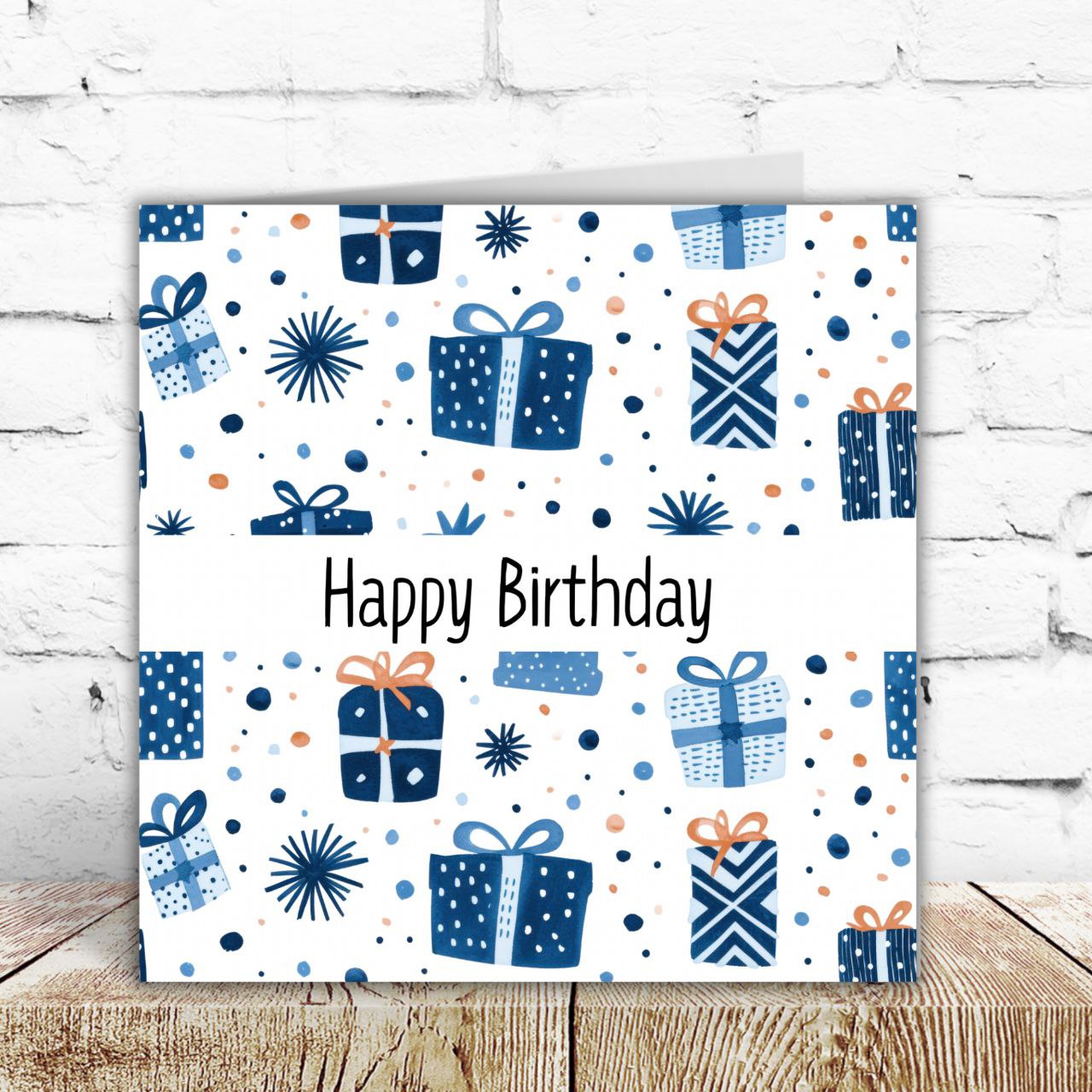 Blue Presents Birthday Card – By Natalie Anne