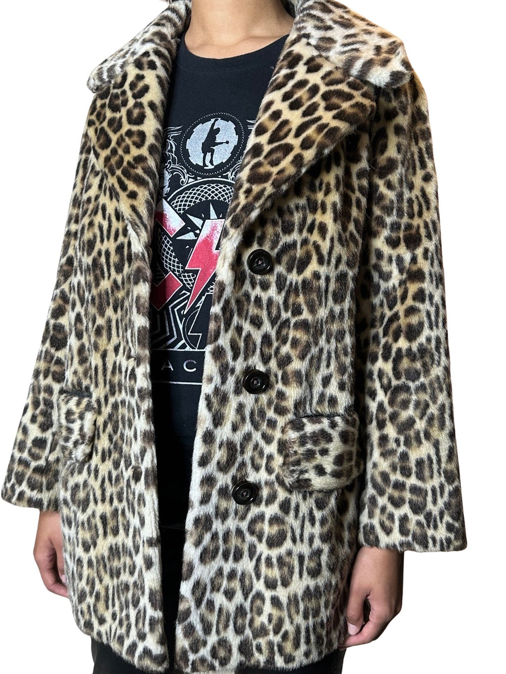Original 1970's Vintage Leopard / Animal Print Faux Fur Coat UK 8 - 14