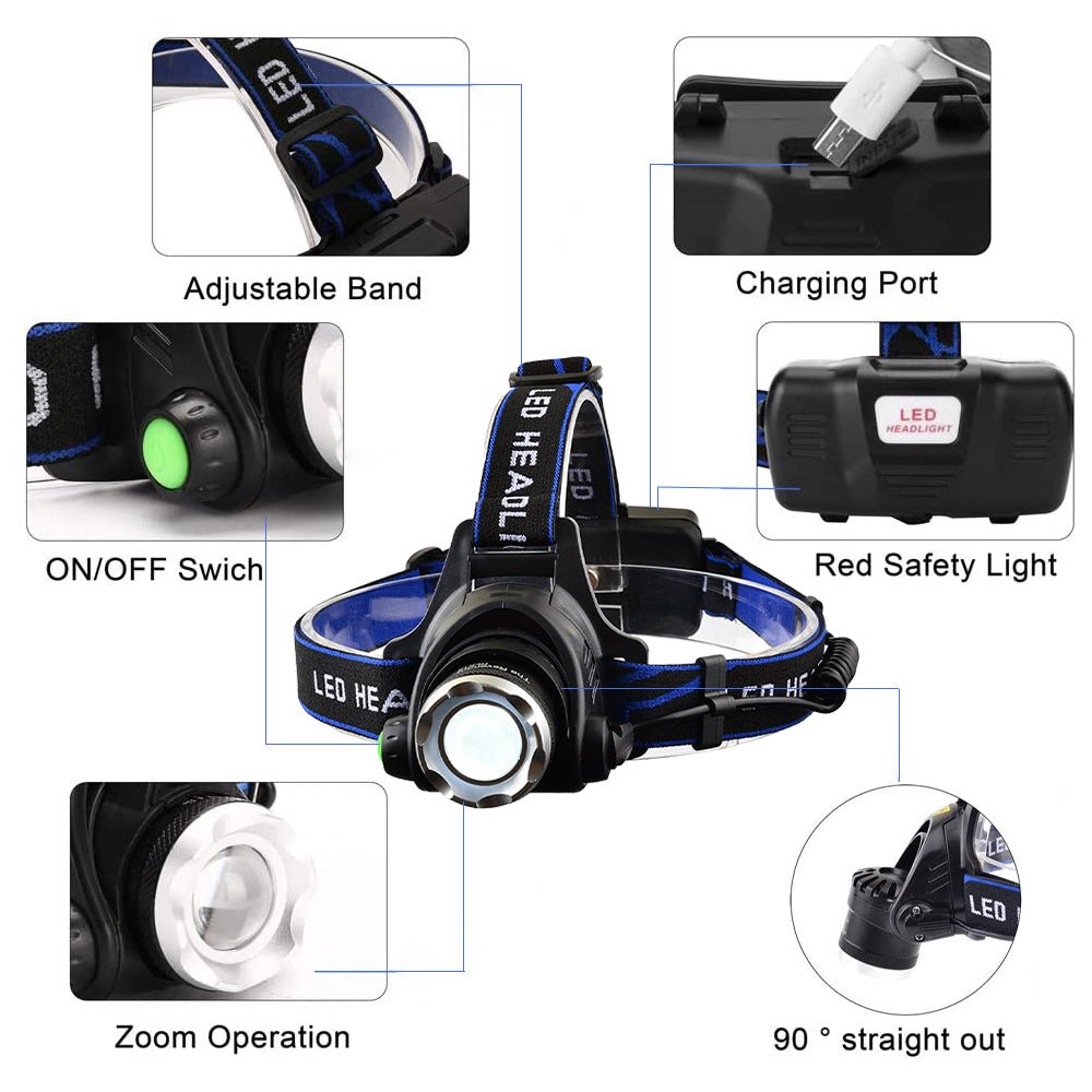 1000 Lumens Waterproof Rechargeable Headlamp
